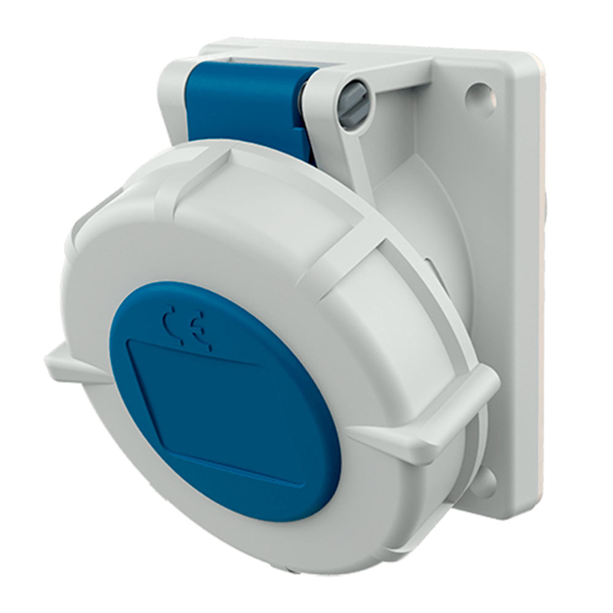 TOMA EMPOTRABLE INDUSTRIAL MONOFASICO (2P+T) 16AMP 250V AZUL IP67 MENNEKES