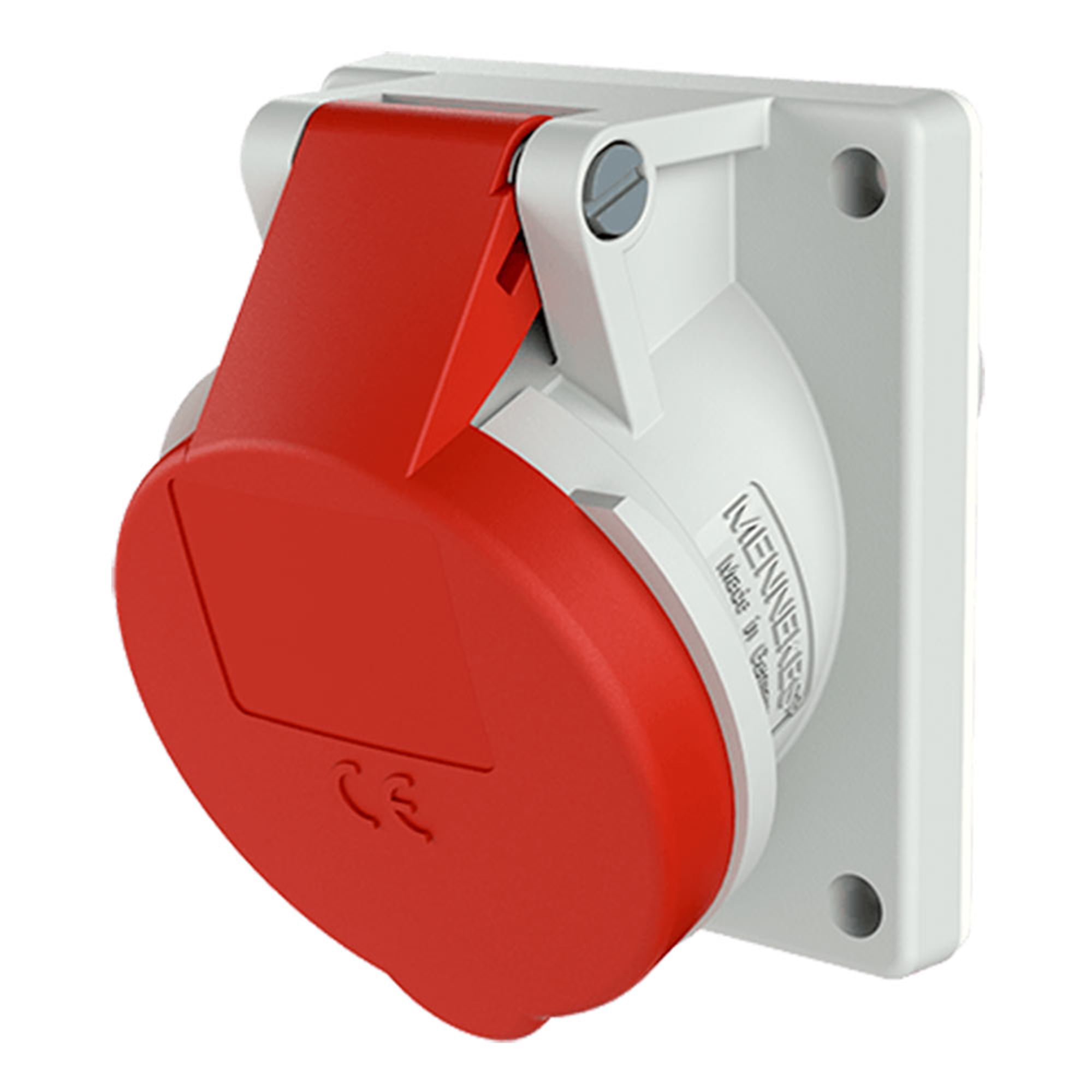 TOMA EMPOTRABLE INDUSTRIAL MONOFASICO (2P+T) 32AMP 415V ROJO IP44 MENNEKES