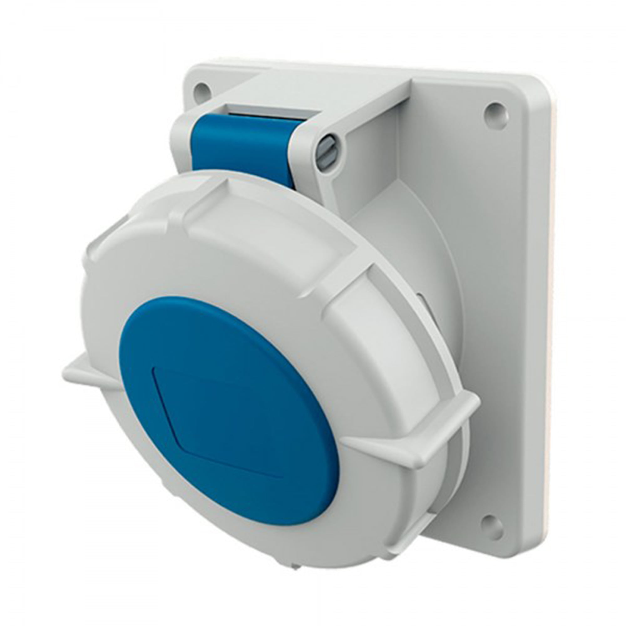 TOMA EMPOTRABLE INDUSTRIAL MONOFASICO (2P+T) 32AMP 250V AZUL IP67 MENNEKES