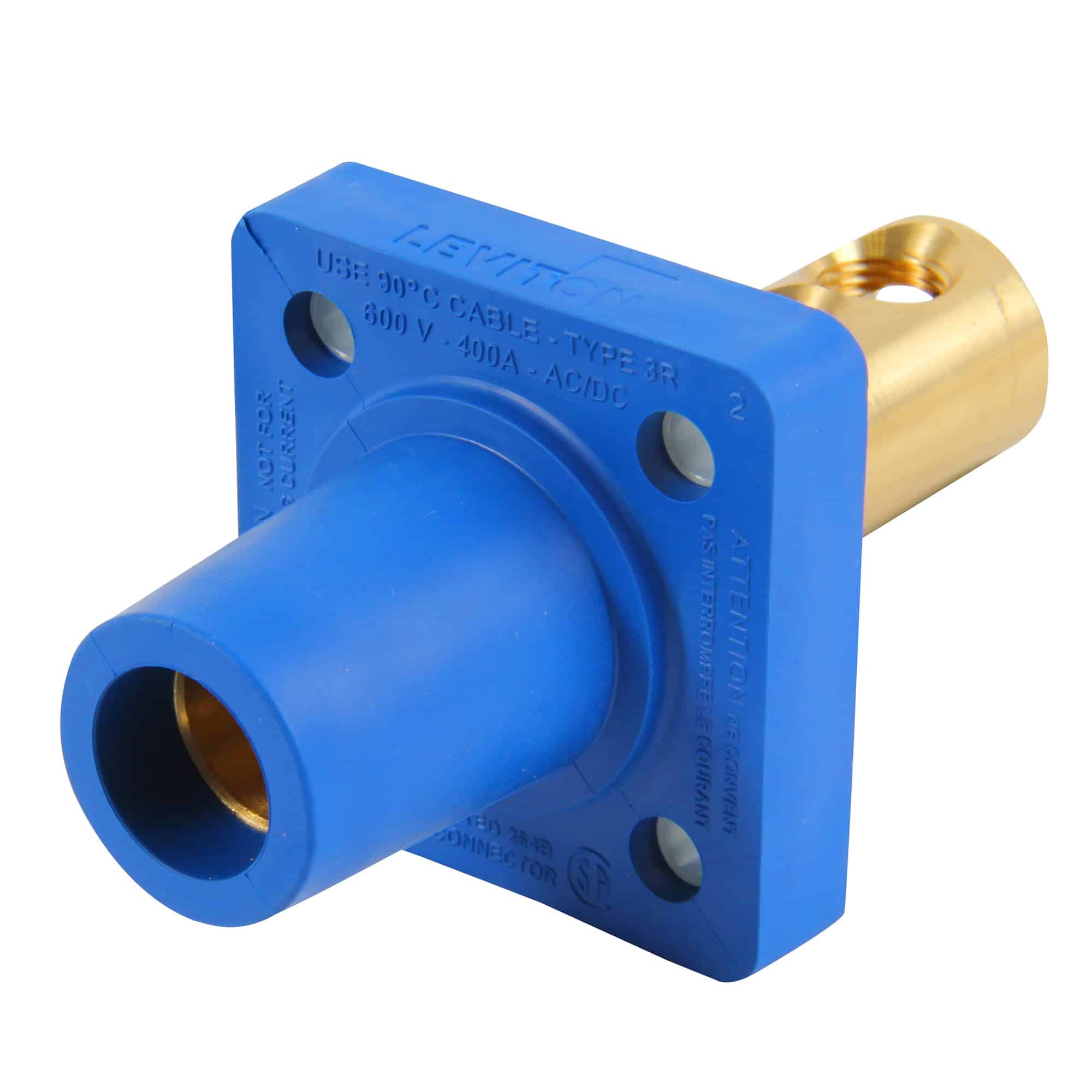 TOMA EMPOTRABLE CAM TYPE (FEMALE) 400A 600V C/2 PERNOS AZUL Cable:2/0-4/0 AWG (CAM LOCK)