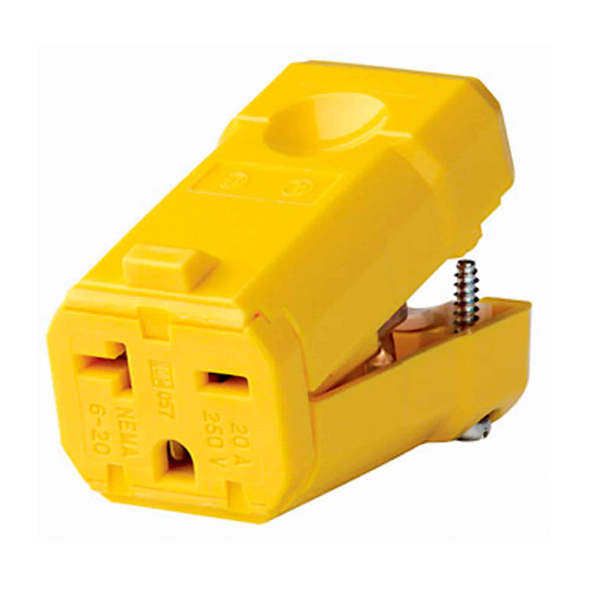 CONECTOR AEREO 20A 250V TUERTO CHINO PVC AMARILLO