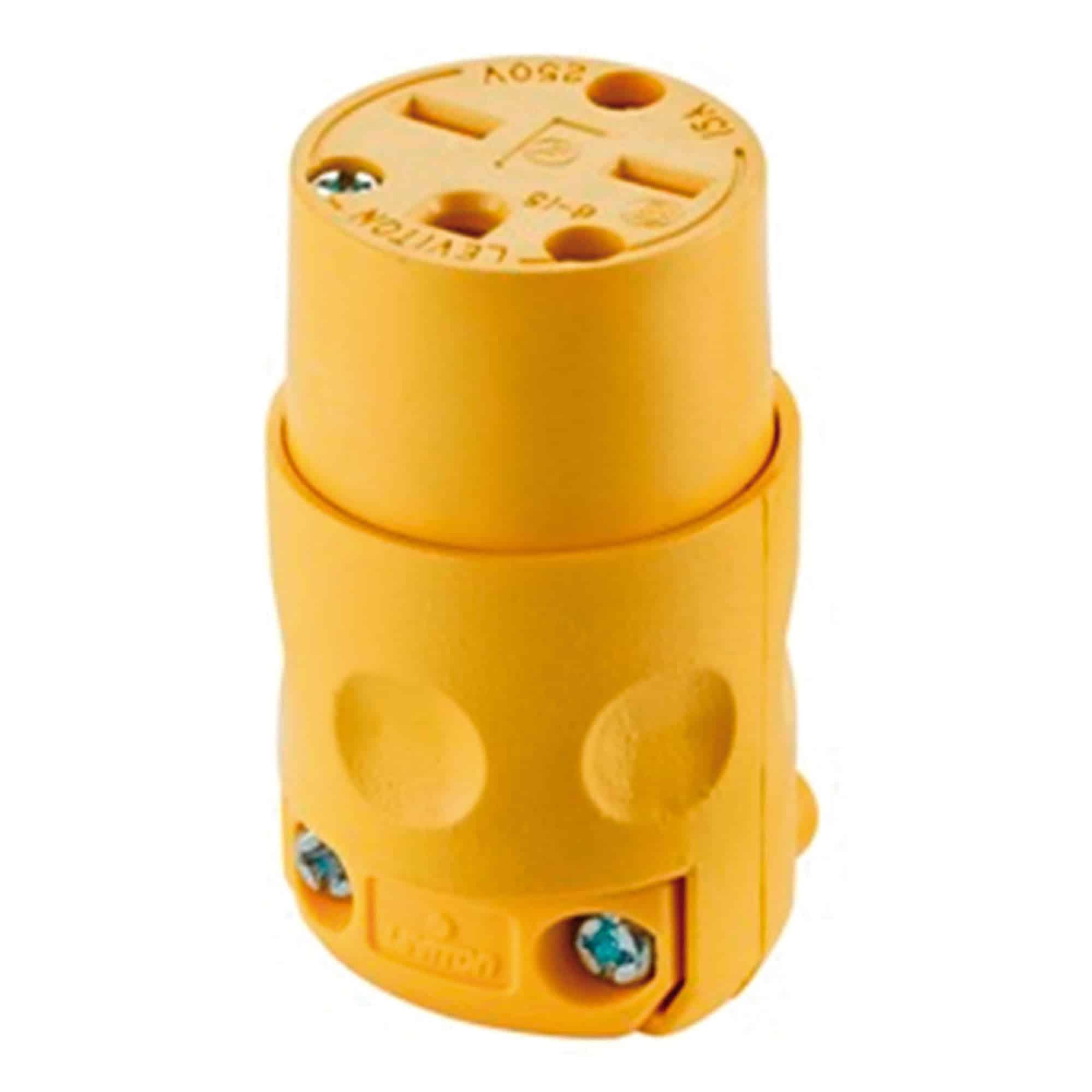 CONECTOR AEREO 20A 250V TUERTO CHINO PVC AMARILLO
