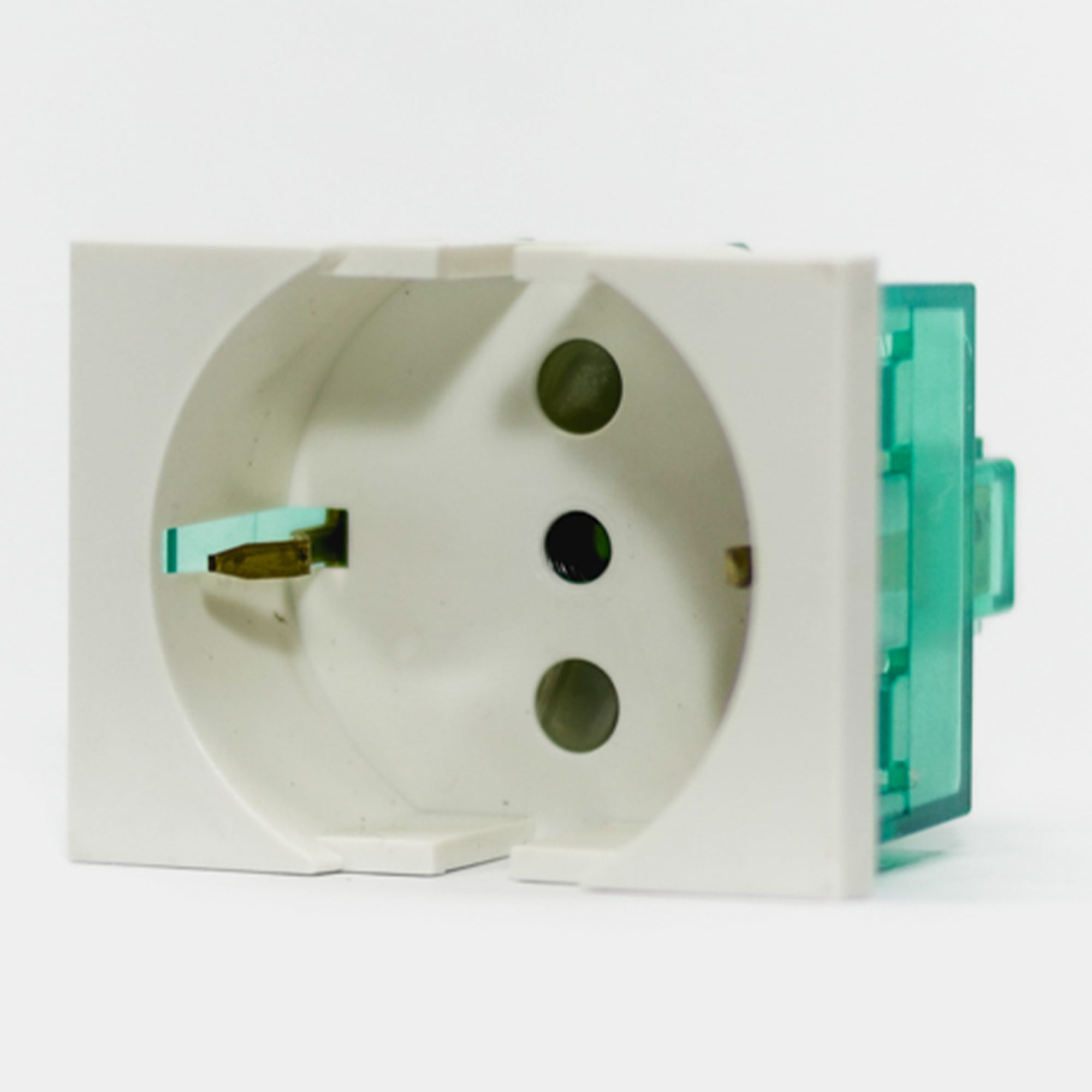 TOMA TIPO SCHUKO PLANA 2P+T, 16A, 250V, 2MOD COLOR GRIS