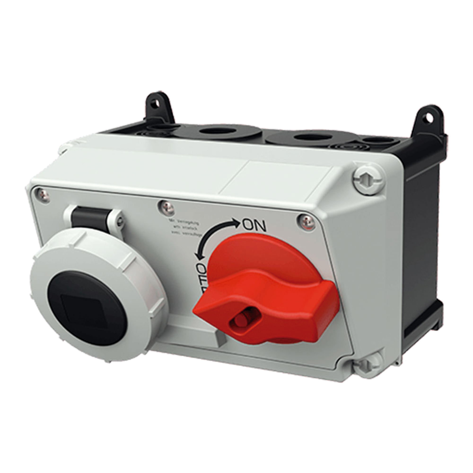 TOMA VISIBLE 63AMP 3P+T 690V C/INTERRUP. POR ENCLAVAM. MECÁNICO NEGRO 5H IP67 XCONTACT