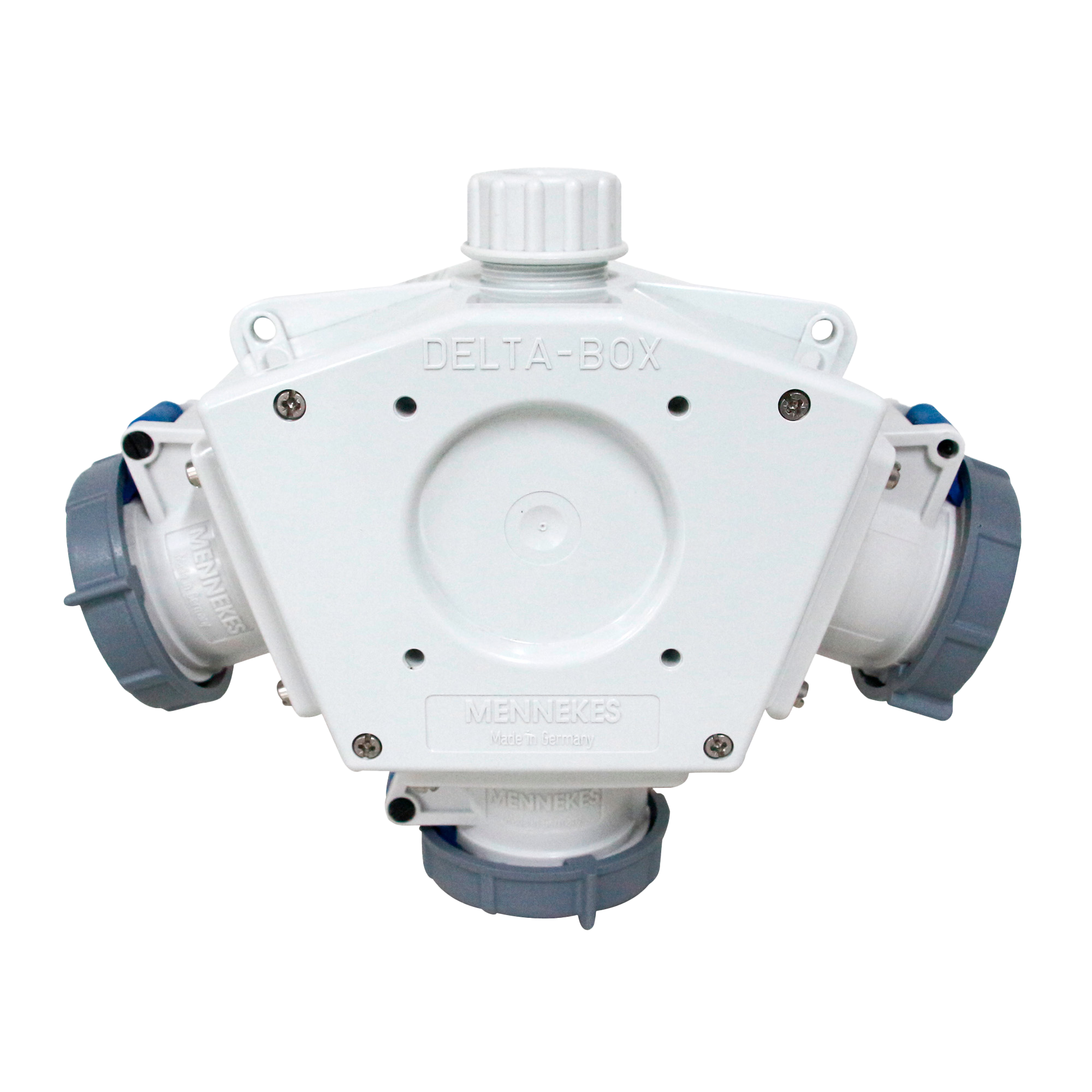 TOMA TRIPLE AEREO 16AMP 2P+T 250V AZUL 6H IP67 (DELTA BOX)