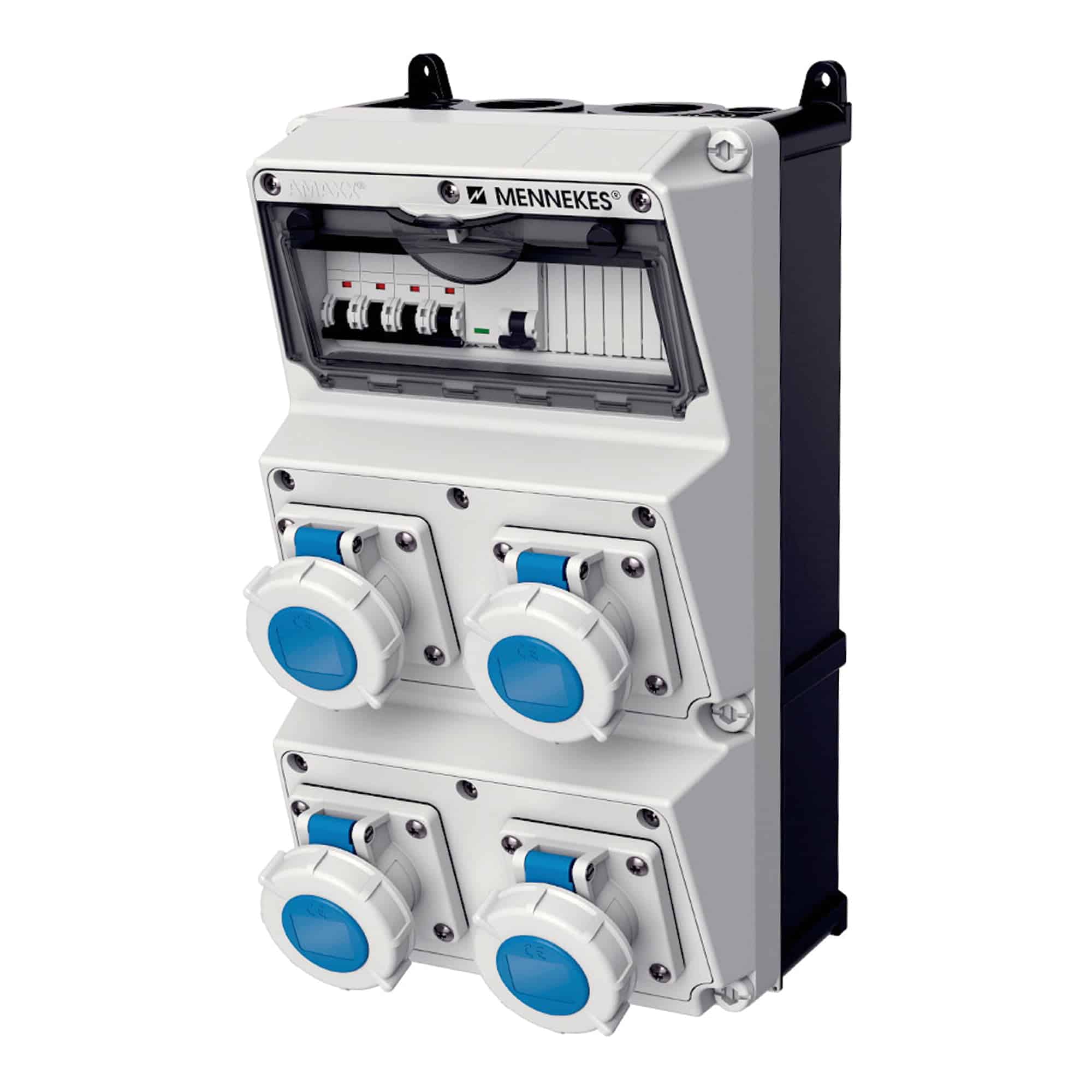 CAJA COMBINADA AMAXX IP67 1 TOMA 2P + T 16A 250V C/BLOQ.MEC. DUO 1 TOMA 3P+N+T 16A 415V C/1 INTERRUPT.TERMO 2X16A C/1 INTERRUPT.TERMO 3X16A