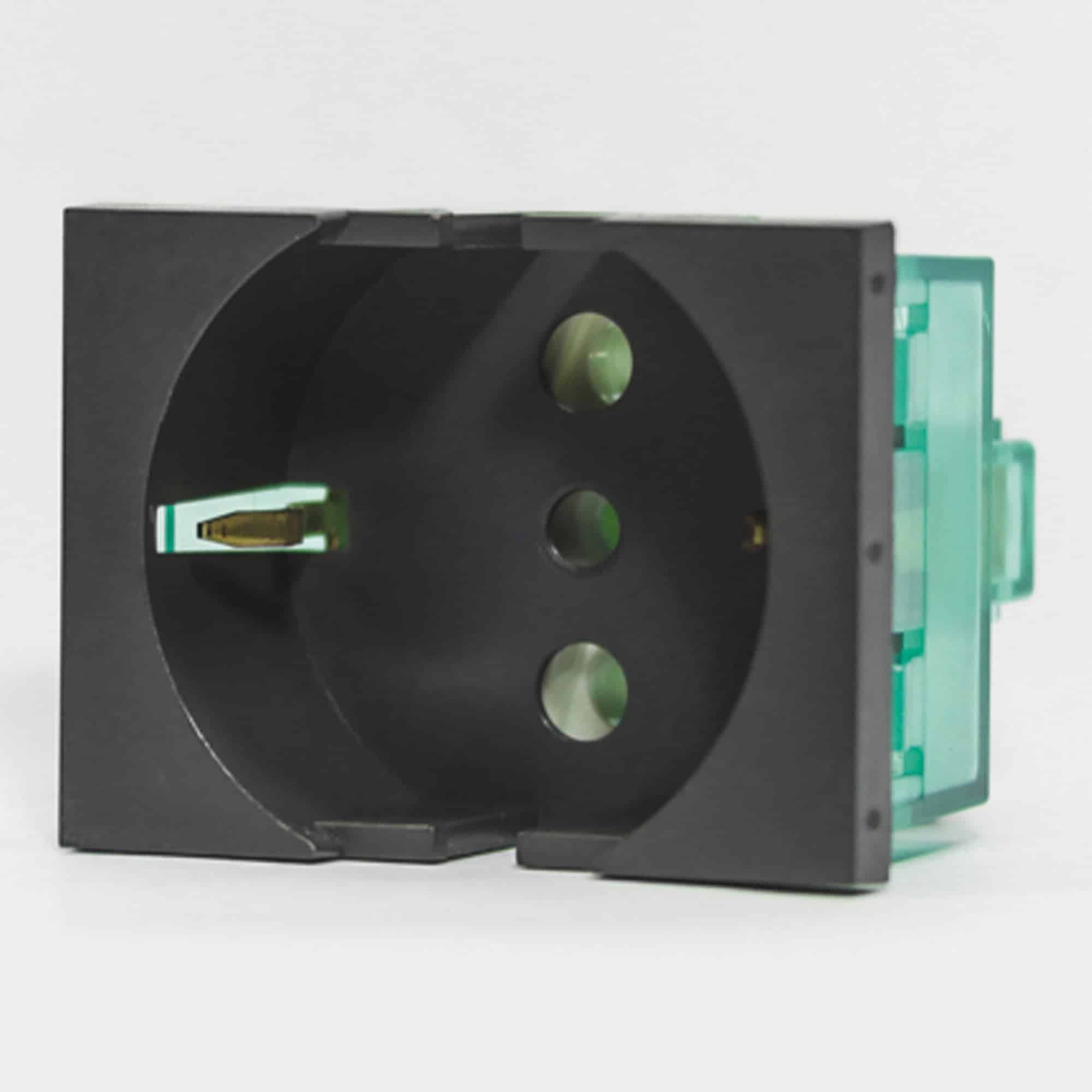 TOMA TIPO SCHUKO PLANA 2P+T, 16A, 250V, 2MOD COLOR GRIS