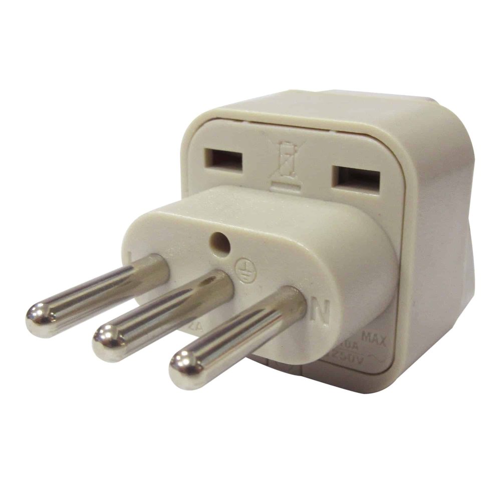 ADAPTADOR UNIVERSAL 10A 250V TRES EN LINEA COLOR GRIS