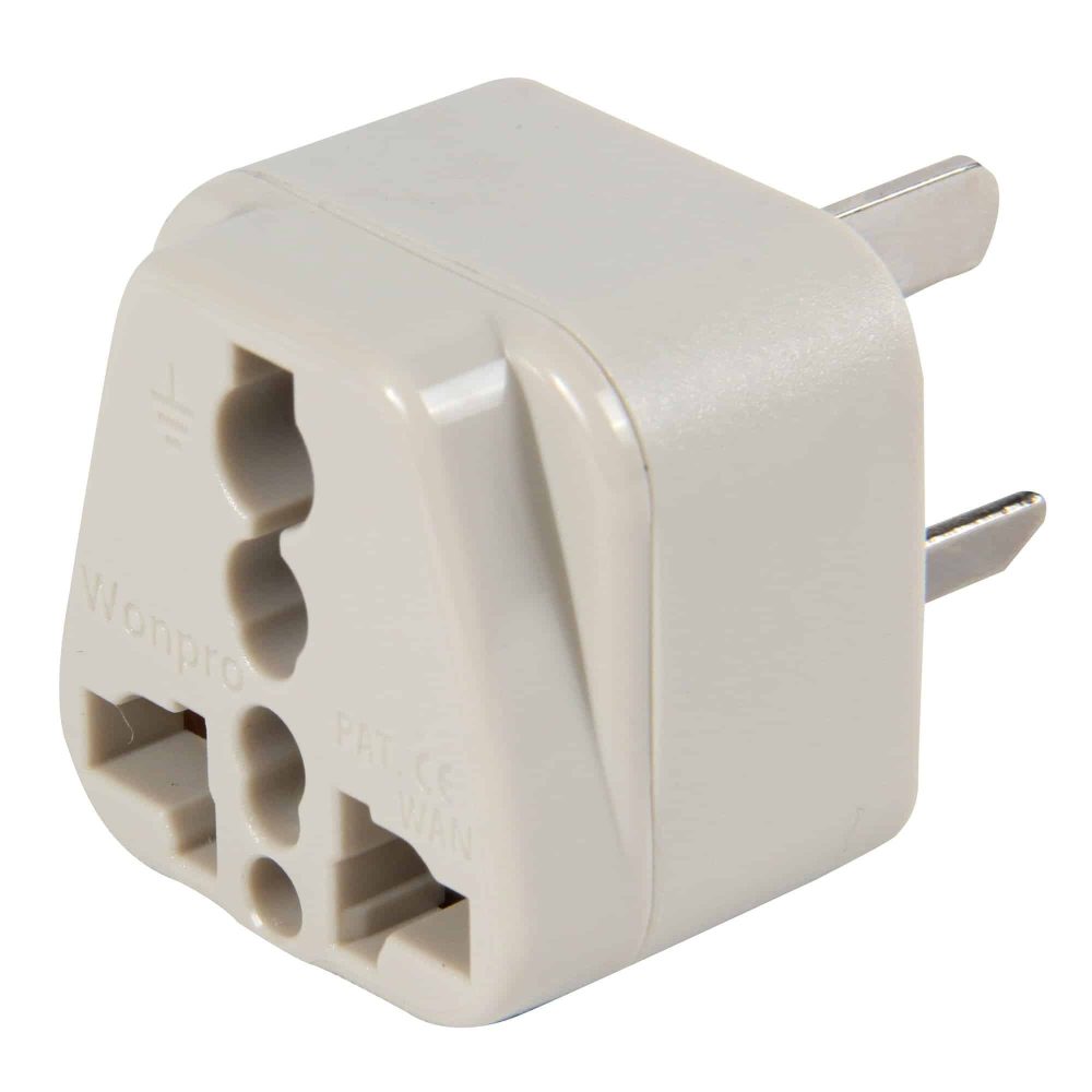 ADAPTADOR UNIVERSAL 10A 250V PARA USO ARGENTINO COLOR GRIS