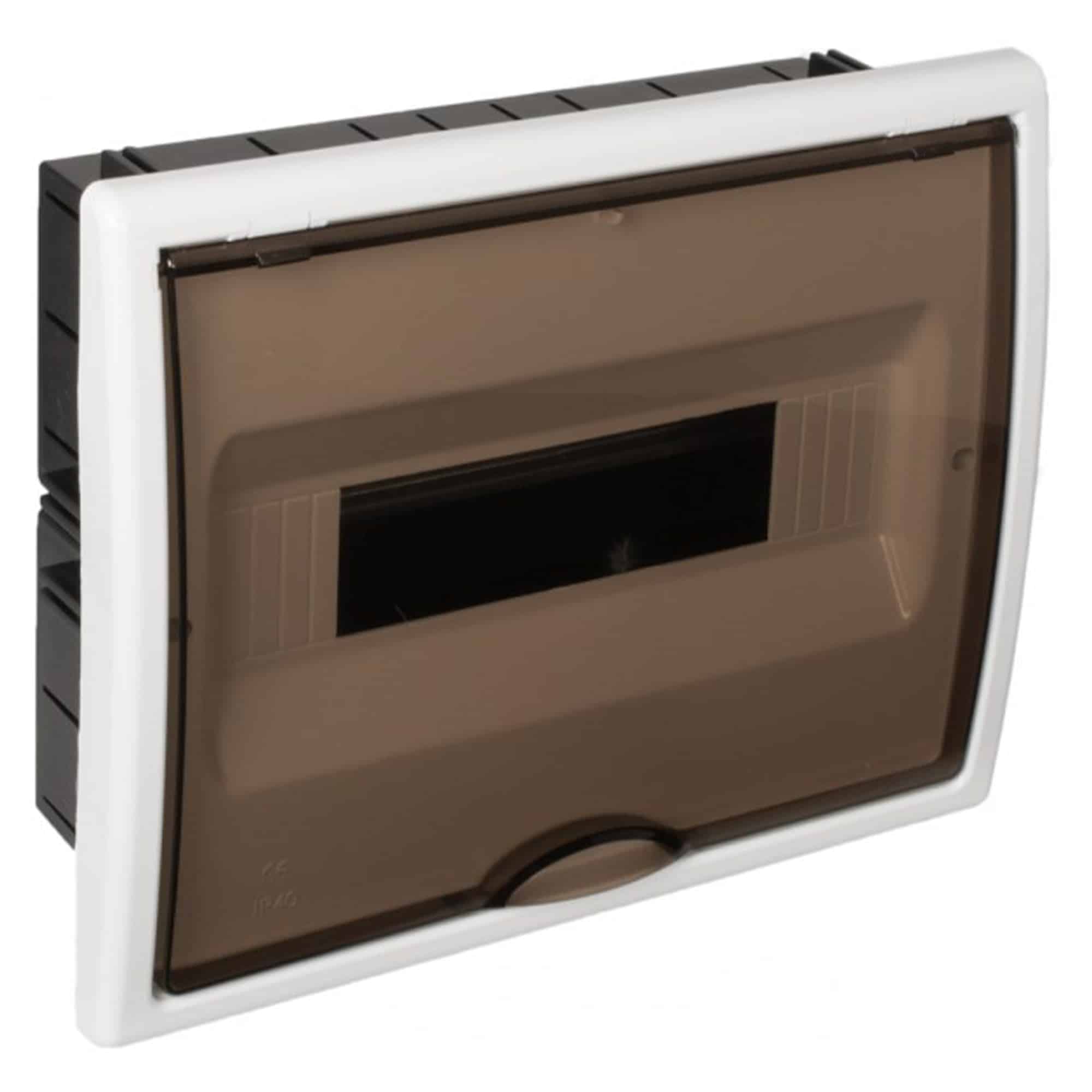 TABLERO EMPOTRADO TERMOPLÁSTICO, 22P, PUERTA FUMÉ VERTICAL, 450x222x72mm