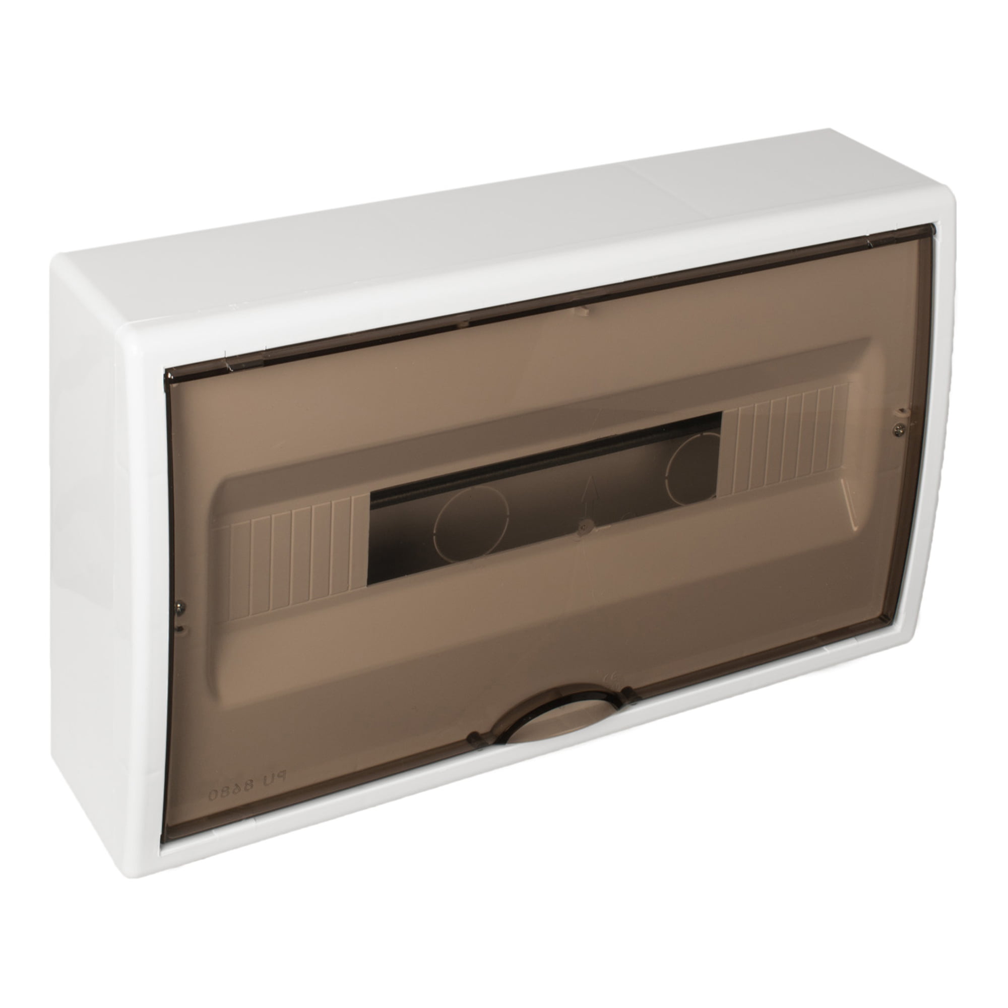 TABLERO EMPOTRADO TERMOPLÁSTICO, 22P, PUERTA FUMÉ VERTICAL, 450x222x72mm