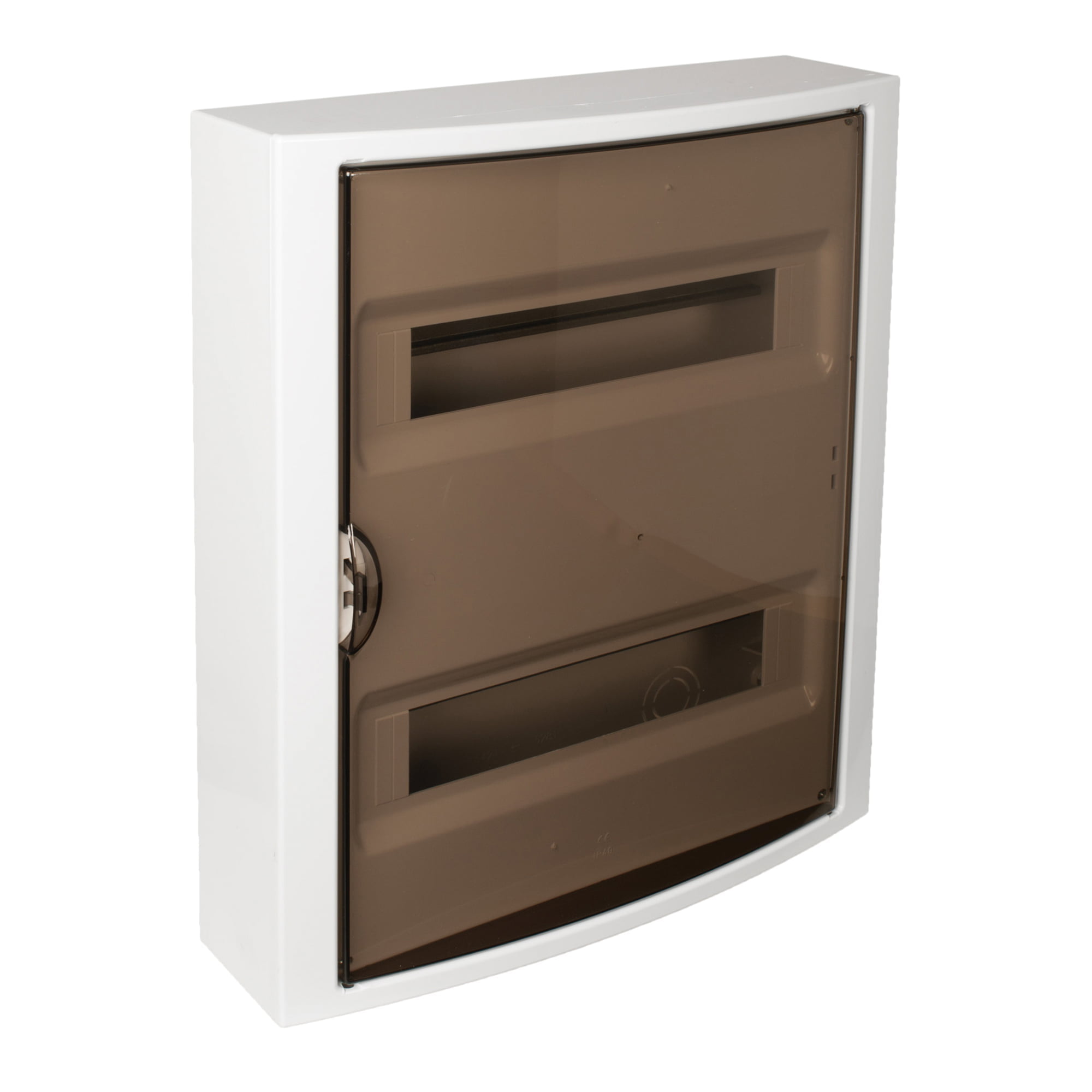 TABLERO EMPOTRADO TERMOPLÁSTICO, 22P, PUERTA FUMÉ VERTICAL, 450x222x72mm
