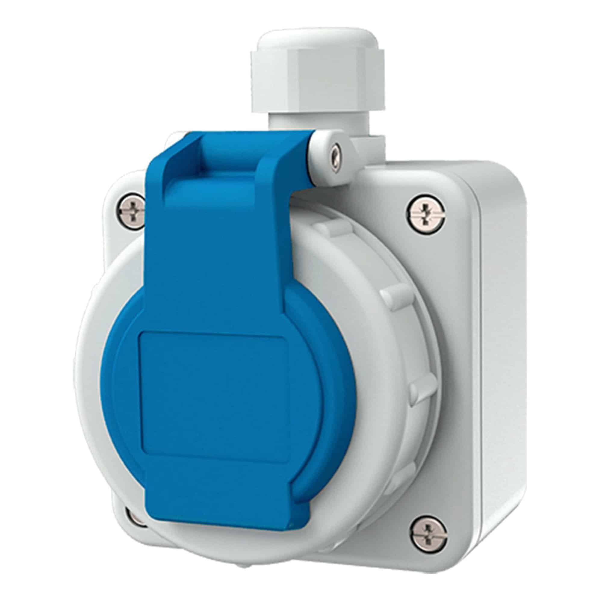 TOMA VISIBLE SCHUKO 16A 2P+T 250V AZUL HERMÉTICO IP68