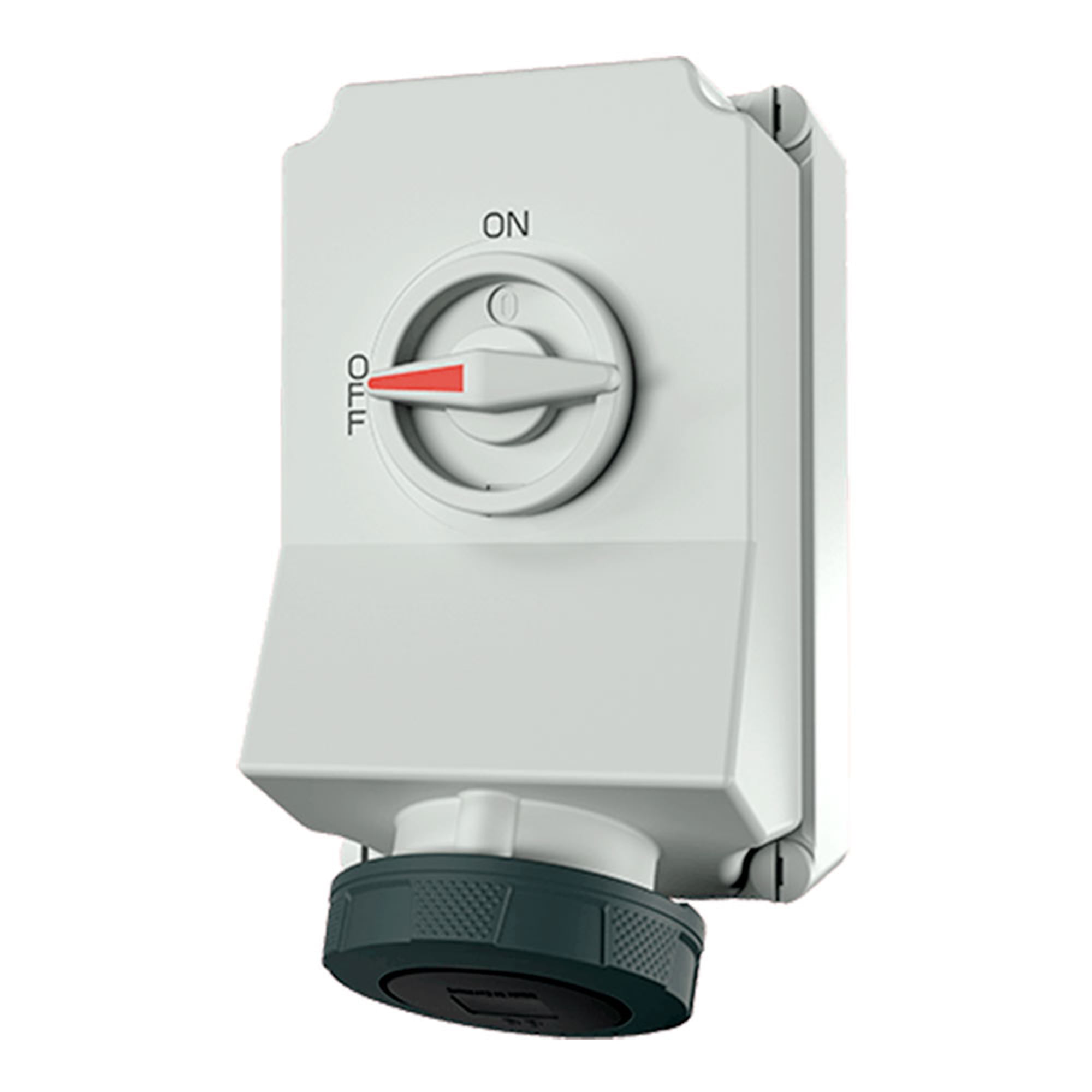 TOMA VISIBLE 63AMP 3P+T 690V C/INTERRUP. POR ENCLAVAM. MECÁNICO NEGRO 5H IP67 XCONTACT