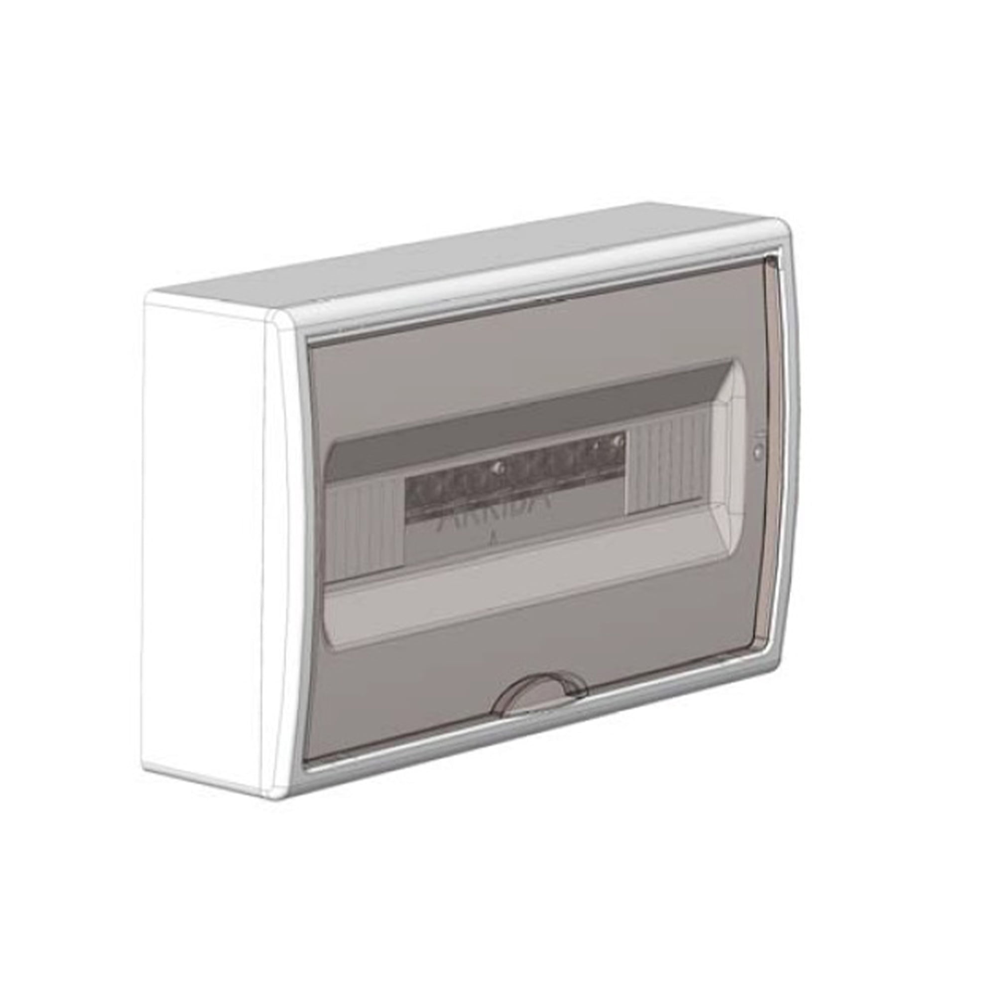 TABLERO EMPOTRADO TERMOPLÁSTICO, 22P, PUERTA FUMÉ VERTICAL, 450x222x72mm