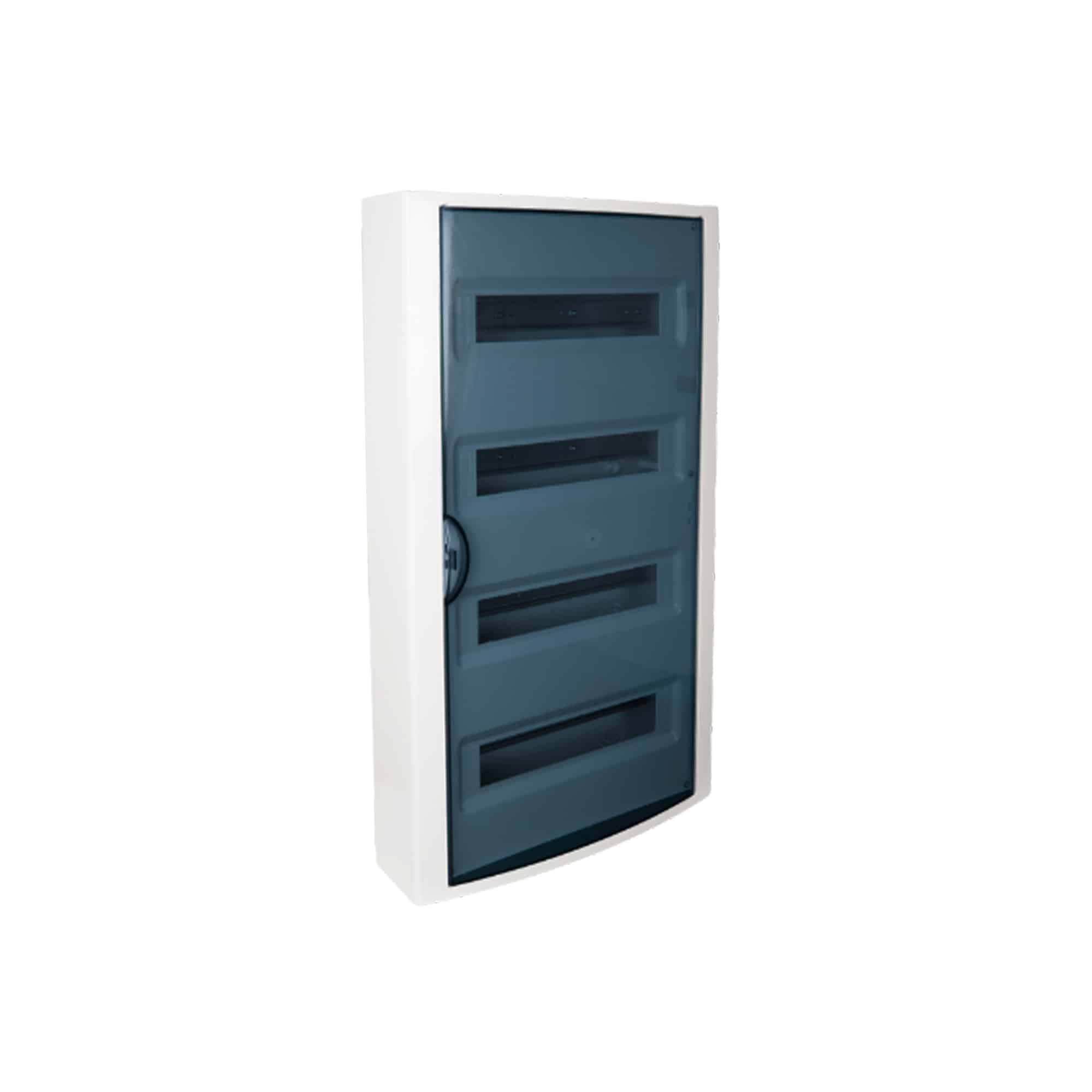 TABLERO EMPOTRADO TERMOPLÁSTICO, 22P, PUERTA FUMÉ VERTICAL, 450x222x72mm