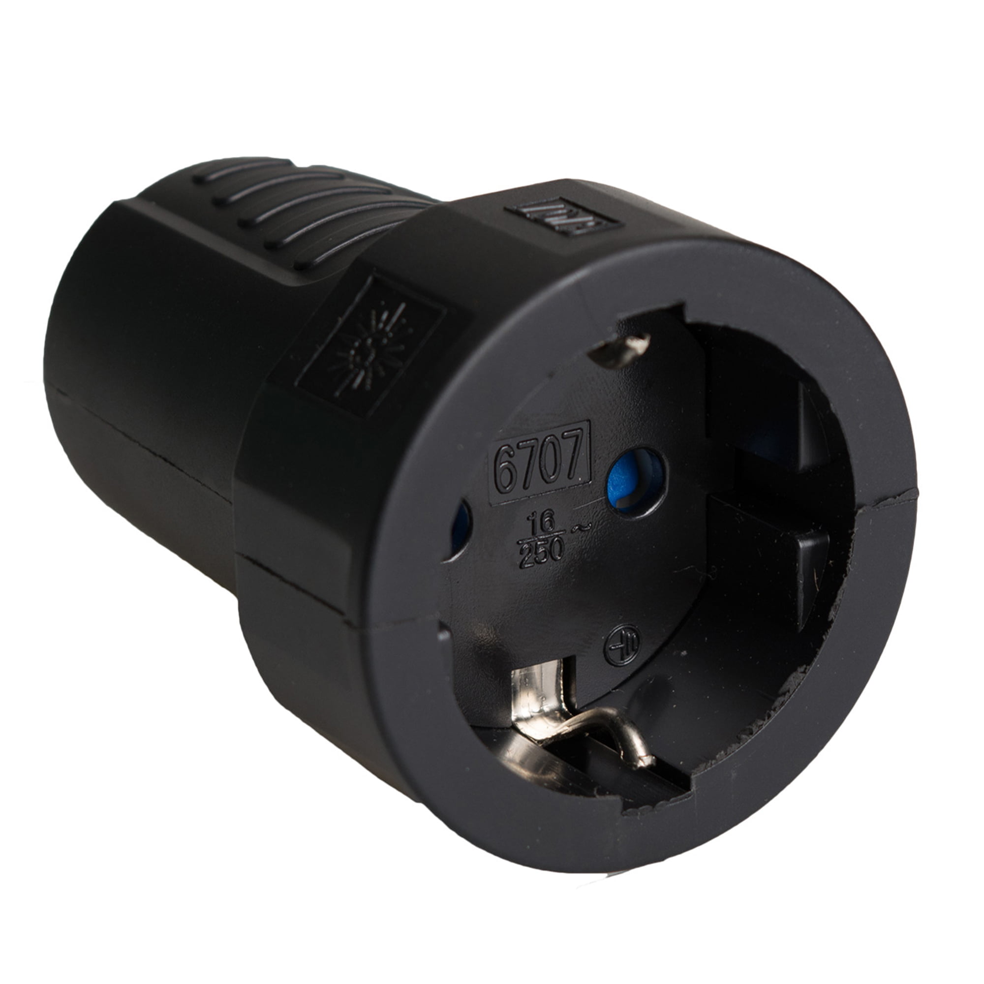 ENCHUFE 2 PATAS 15A 125V PVC-CAUCHO NEGRO