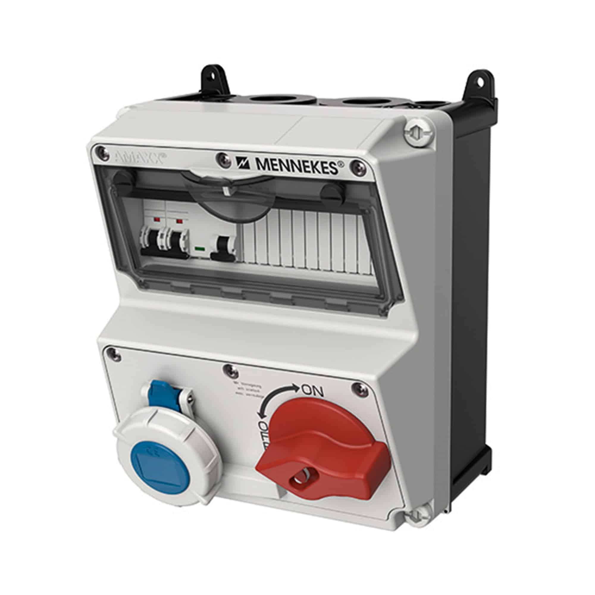 CAJA PORTÁTIL AMARILLO DE GOMA MACIZA EVERGUM CON RIEL DIN DE 12 MODULOS C/BORNERA AMARILLO IP44