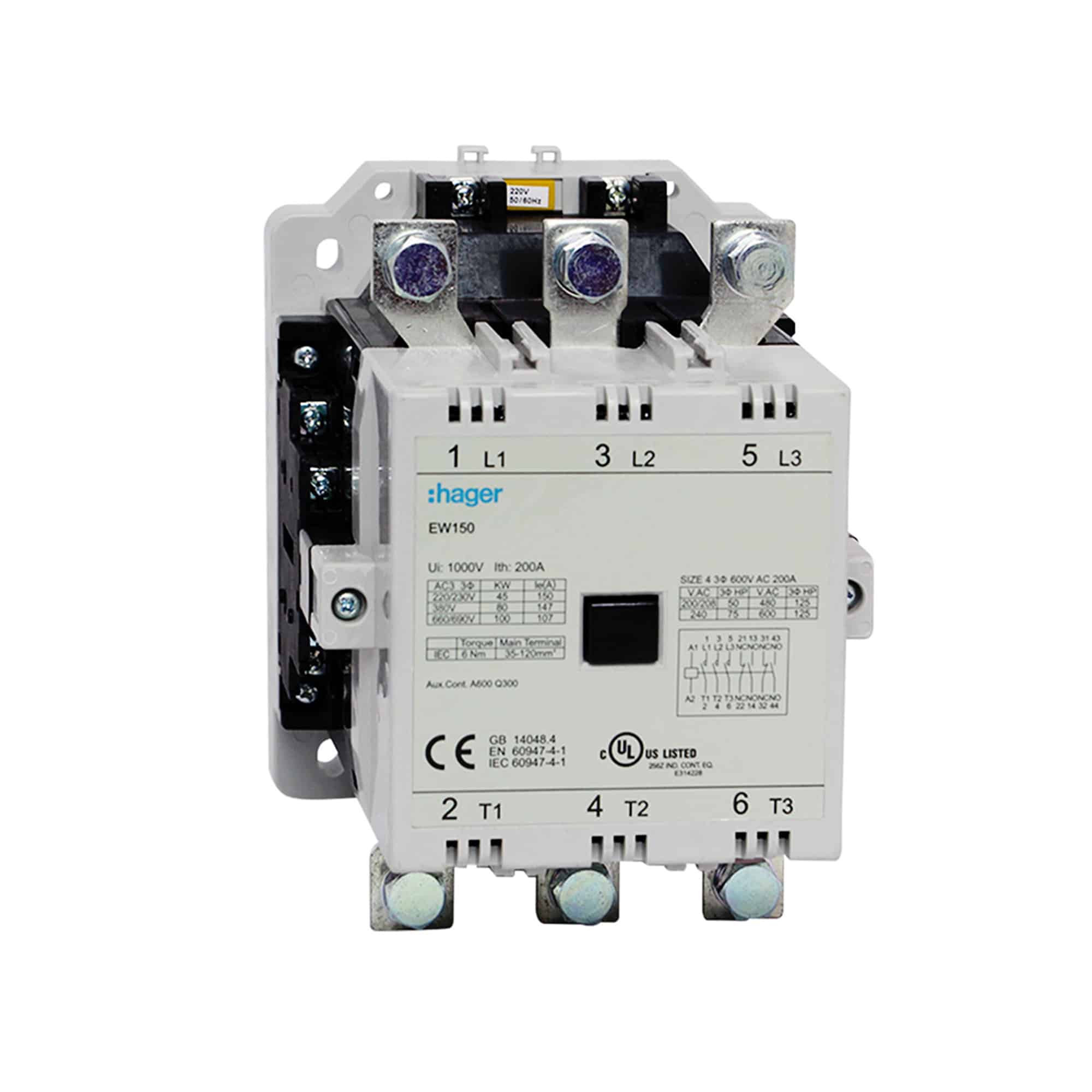 Contactor EW 85A/AC3 2NA+2NC 380V 50/60HZ.