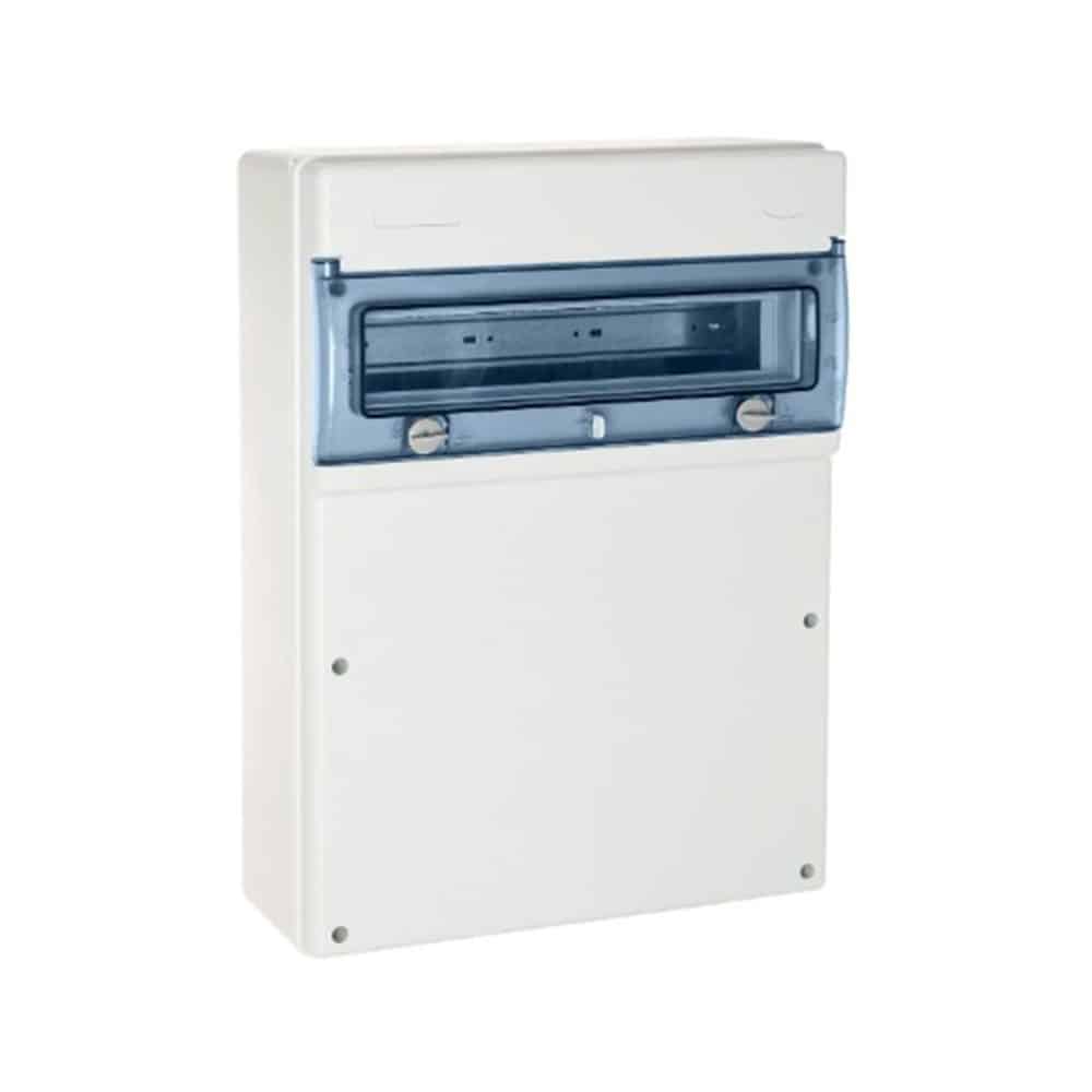 CAJA PORTÁTIL AMARILLO DE GOMA MACIZA EVERGUM CON RIEL DIN DE 12 MODULOS C/BORNERA AMARILLO IP44